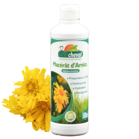 Biologisch arnica-maceraat voor paarden, ezels en pony's.