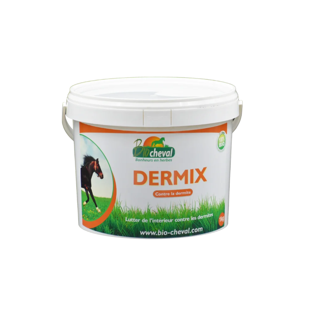 Dermix : aliment complémentaire équin pour la dermite, les démangeaisons, les gales d'été des chevaux, des ânes et des poneys.